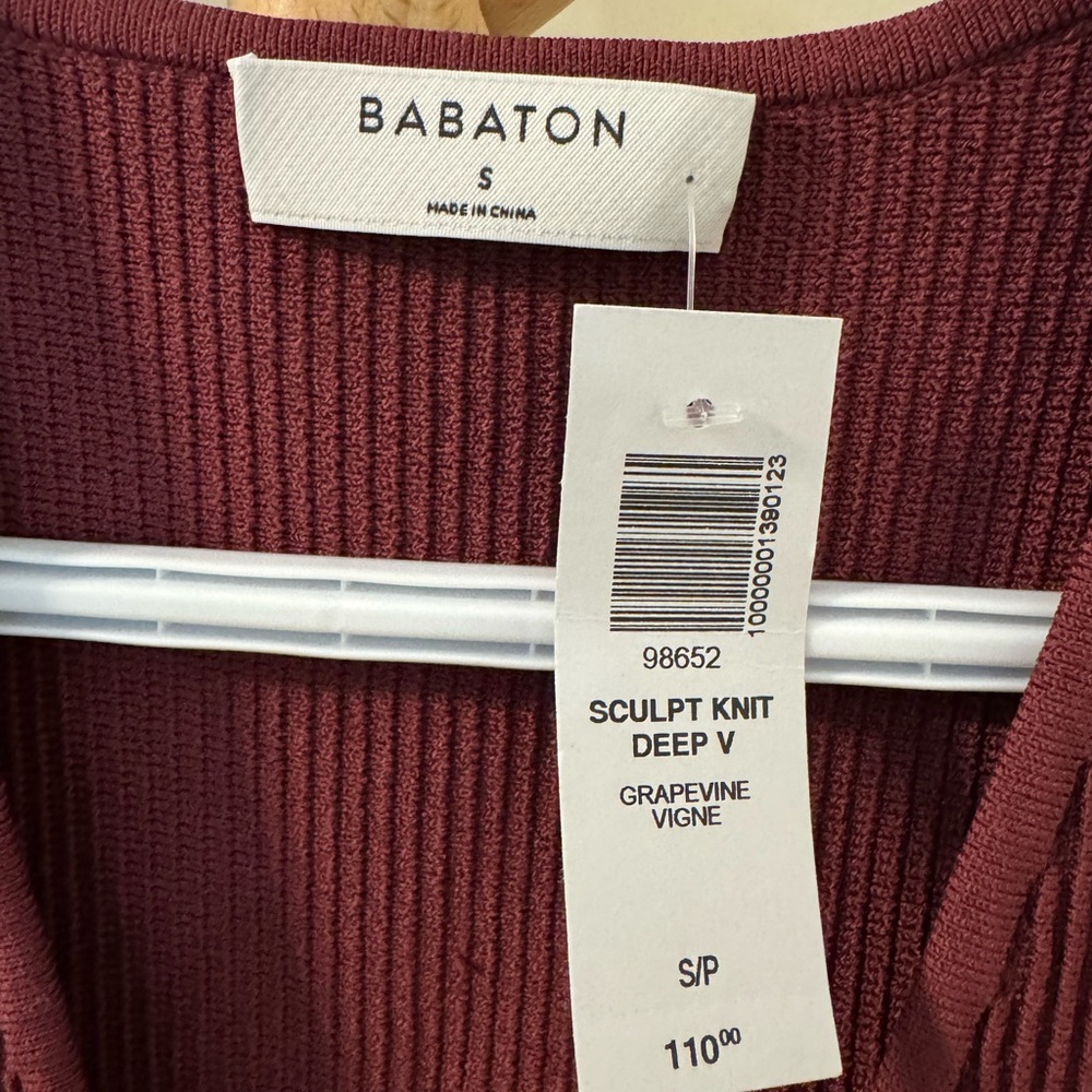 Babaton Deep Red Ribbed Midi Dress - Picture 3 of 3